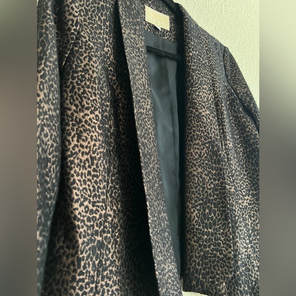 Alberto Makali Animal Print Blazer Brown Textured Open Front Jacket Cardigan - Picture 3 of 8